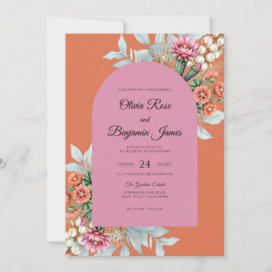 Invitación Boda de Pétalo Naranja Quemada Atemporal