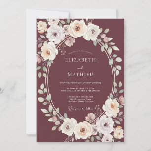 Invitación Boda de Pétalo Pintado de Granate