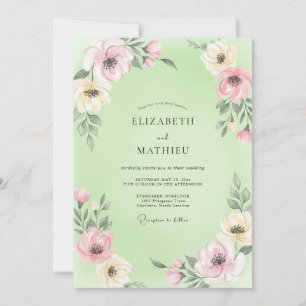 Invitación Boda de Pétalo Pintado de Pistacho
