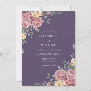 Invitación Boda de Pétalo Púrpura Profundo