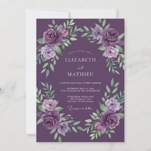 Invitación Boda de Pétalo Violeta Profundo