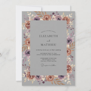 Invitación Boda de Pétalos de Terracota Mauve Pizarra
