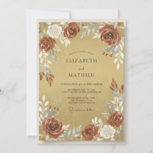 Invitación Boda de Pétalos de Terracota Ocre