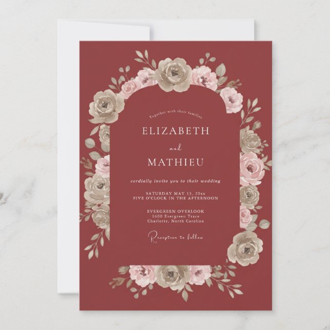 Invitación Boda de Pétalos Pintados de Arcilla (Anverso)