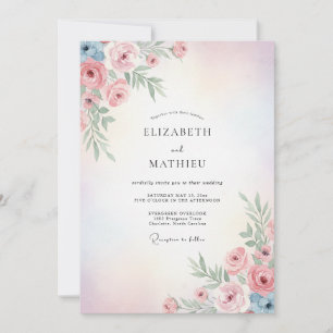 Invitación Boda de Pétalos Rosados Pálidos