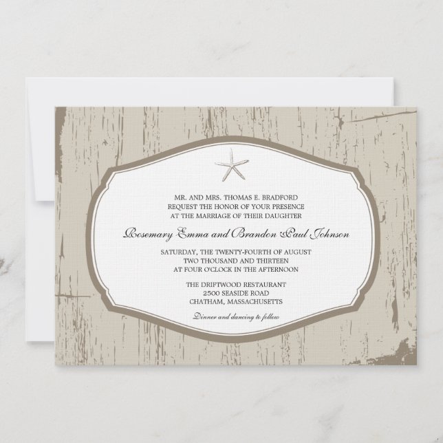 Invitación Boda de pez estrella ruso (Anverso)