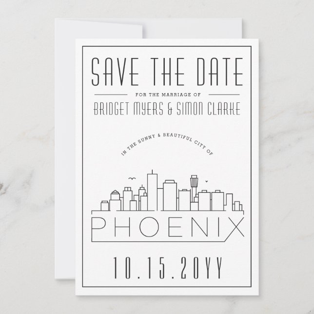 Invitación Boda de Phoenix Silueta Estilizada del Cielo Aviso (Anverso)