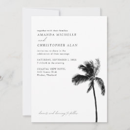 Invitación Boda de Phuket Tailandia Elegante blanco y negro