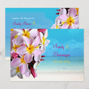 INVITACIÓN BODA DE PICERÍA PINK PLUMERIA LEI/PLAYA
