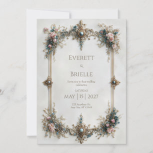 Invitación Boda de Piedra Preciosa con Filigrana de Oro Real