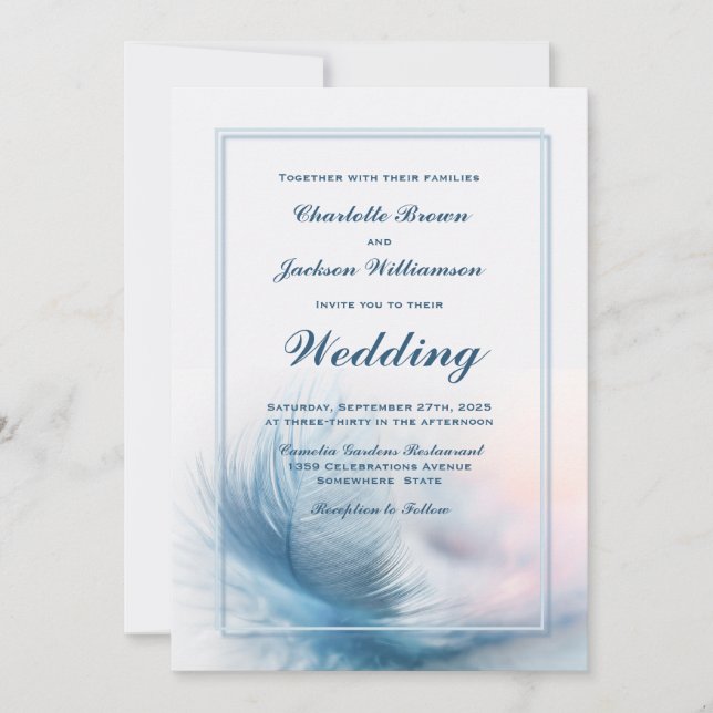 Invitación Boda de piel azul (Anverso)