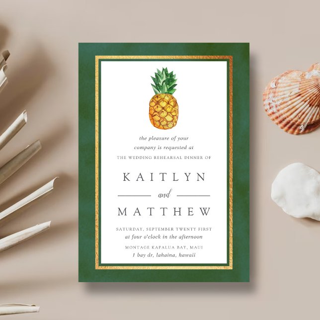 Invitación Boda de piña tropical Ensayo Cena (Subido por el creador)