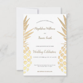 Invitación boda de piñas de Relieve metalizado de oro falso