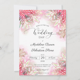 Invitación Boda de Piñas Rosadas Exóticas