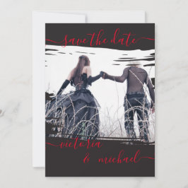 Invitación Boda de pincel de gótico Foto Guardar fecha