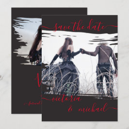 Invitación Boda de pincel de gótico Foto Guardar fecha