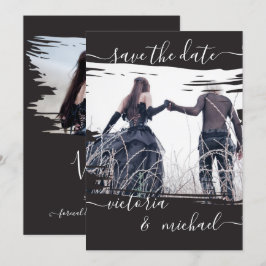 Invitación Boda de pincel de gótico Foto Guardar fecha