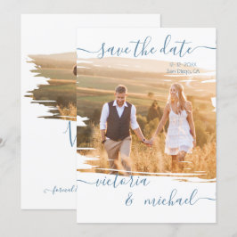 Invitación Boda de pincel rústico Foto Guardar fecha