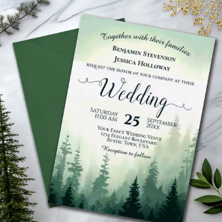 Invitación Boda de Pines de Aventura Rusa Foggy Woodland