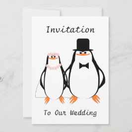Invitación Boda De Pingüinos Blancos Y Negros