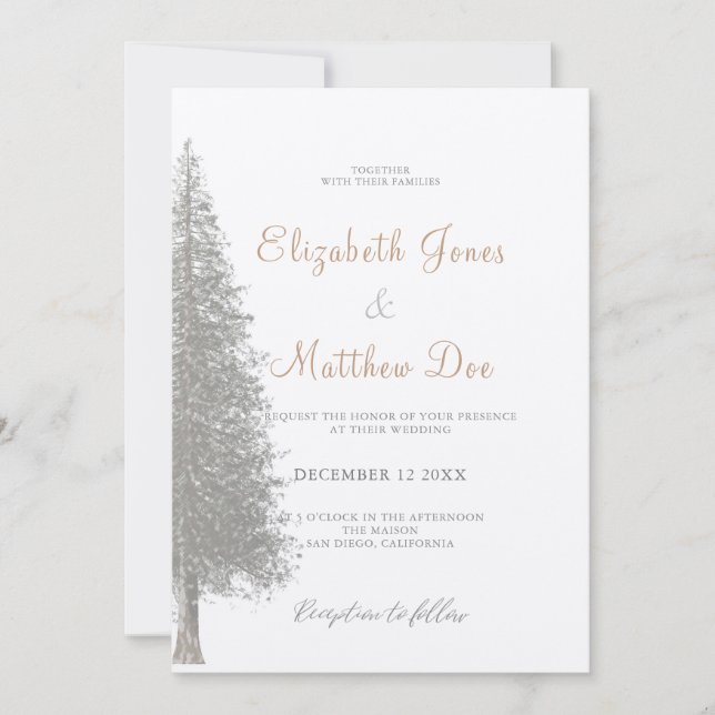 Invitación Boda de pino de invierno de montaña rusa (Anverso)