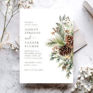 Invitación Boda de pino de vegetación invernal elegante