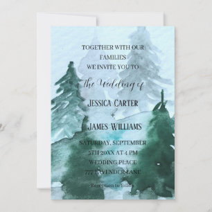 Invitación Boda de Pinos Árboles de Bosque de Invierno