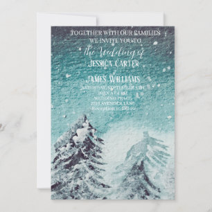 Invitación Boda de Pinos Árboles de Bosque de Invierno