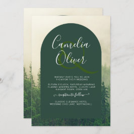 Invitación Boda de Pinos Árboles Ecológicos Misty Green Fores