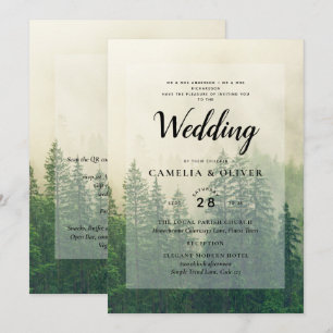 Invitación Boda de Pinos Árboles Ecológicos Misty Green Fores