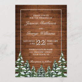 Invitación Boda de pinos de campo de madera y bosques de niev