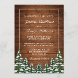 Invitación Boda de pinos de campo de madera y bosques de niev