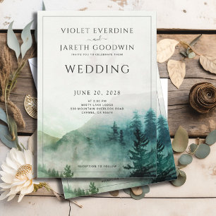 Invitación Boda de pinos de pinos de color húmedo de selva rú