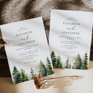 Invitación Boda de pinos minimalistas selváticos