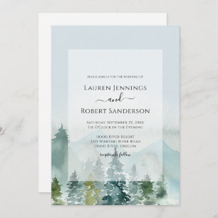 Invitación Boda de Pinos Rústicos de los Bosques de Montaña
