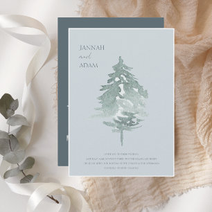 Invitación Boda de Pinos Verdes de color de madera de color a
