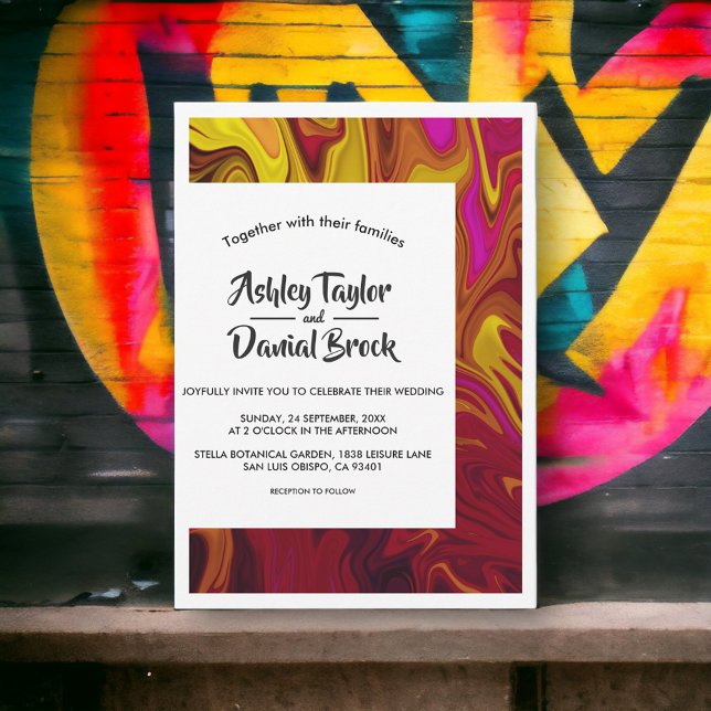 Invitación Boda de pintura de aceite abstracto contemporáneo  (Subido por el creador)