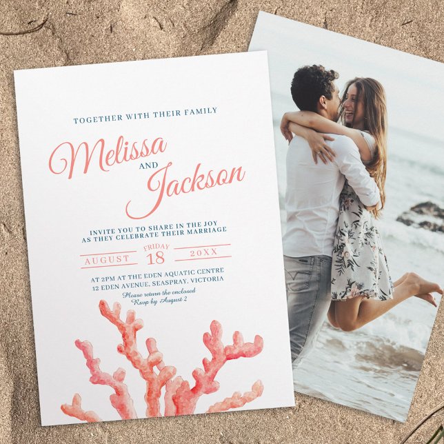 Invitación Boda de pintura de acuarela coral (Subido por el creador)