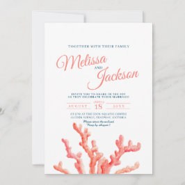 Invitación Boda de pintura de acuarela coralina