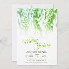 Invitación Boda de pintura de acuarela de frondas de palmas t