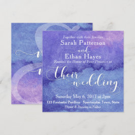 Invitación Boda de pintura de acuarela morada abstracta y man