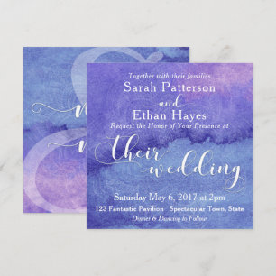 Invitación Boda de pintura de acuarela morada abstracta y man
