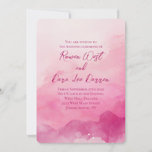 Invitación Boda de pintura de acuarela ombré de rosa brillant