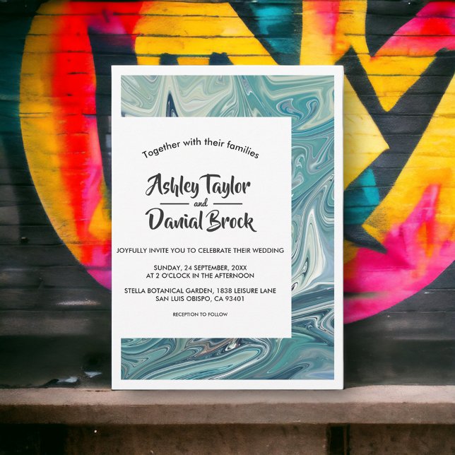 Invitación Boda de pintura de Bella Artes de resumen mínimo m (Subido por el creador)