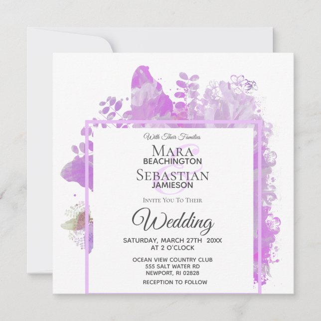 Invitación *~* Boda de pintura de peones de mariposa floral A (Anverso)