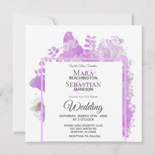 Invitación *~* Boda de pintura de peones de mariposa floral A