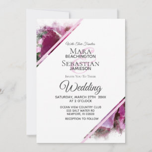 Invitación *~* Boda de pintura de peones rosados artísticos A