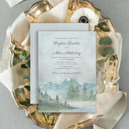 Invitación Boda de pintura del lago de las montañas cubiertas
