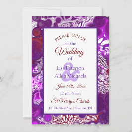 Invitación Boda de pintura marble morada borgoña