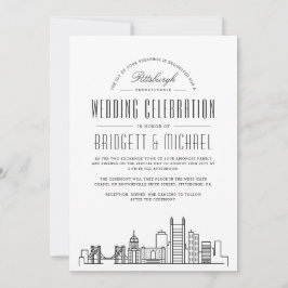 Invitación Boda de Pittsburgh | Esquina moderna de Deco